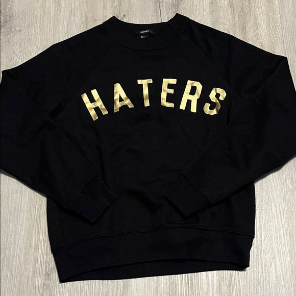 Forever 21 Black Crewneck Sweater with Gold Accents - Picture 1 of 2